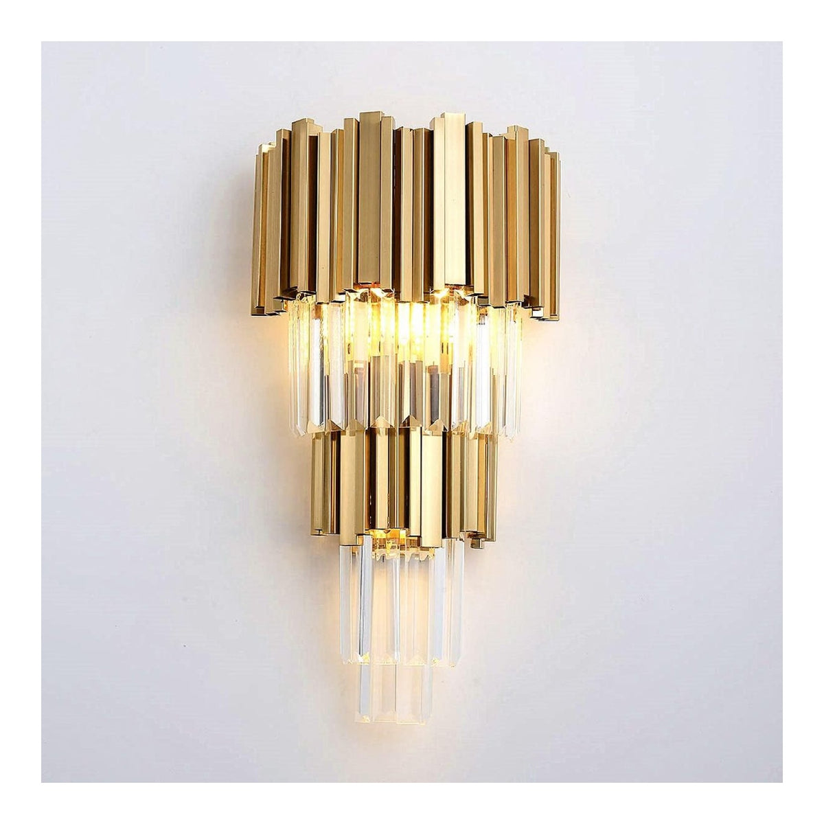 Luminaire Dore et Transparent a silhouette graphique de type applique murale E14