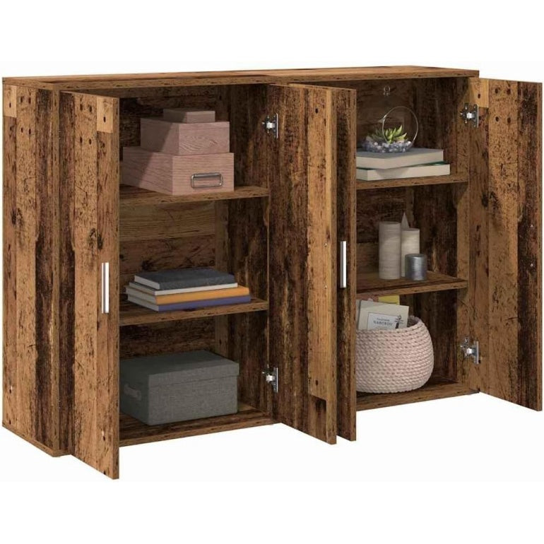 Meuble buffet ancien en bois 2 pieces avec finition rectangulaire 60 x 31 x 84 cm, rangement durable et style epure pour salle a manger