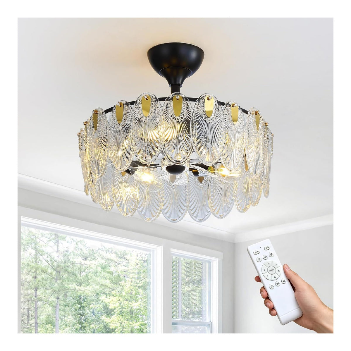 Lustre Ambre et Vert au style moderne avec conception fonctionnelle