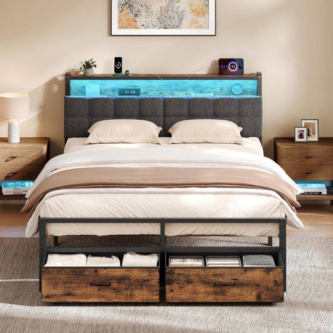 Ensembles de matelas et sommiers structure metal noir variante 2586