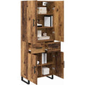 Armoire haute bois ancien 180 cm avec tiroirs, design elegant et grand espace de rangement interieur
