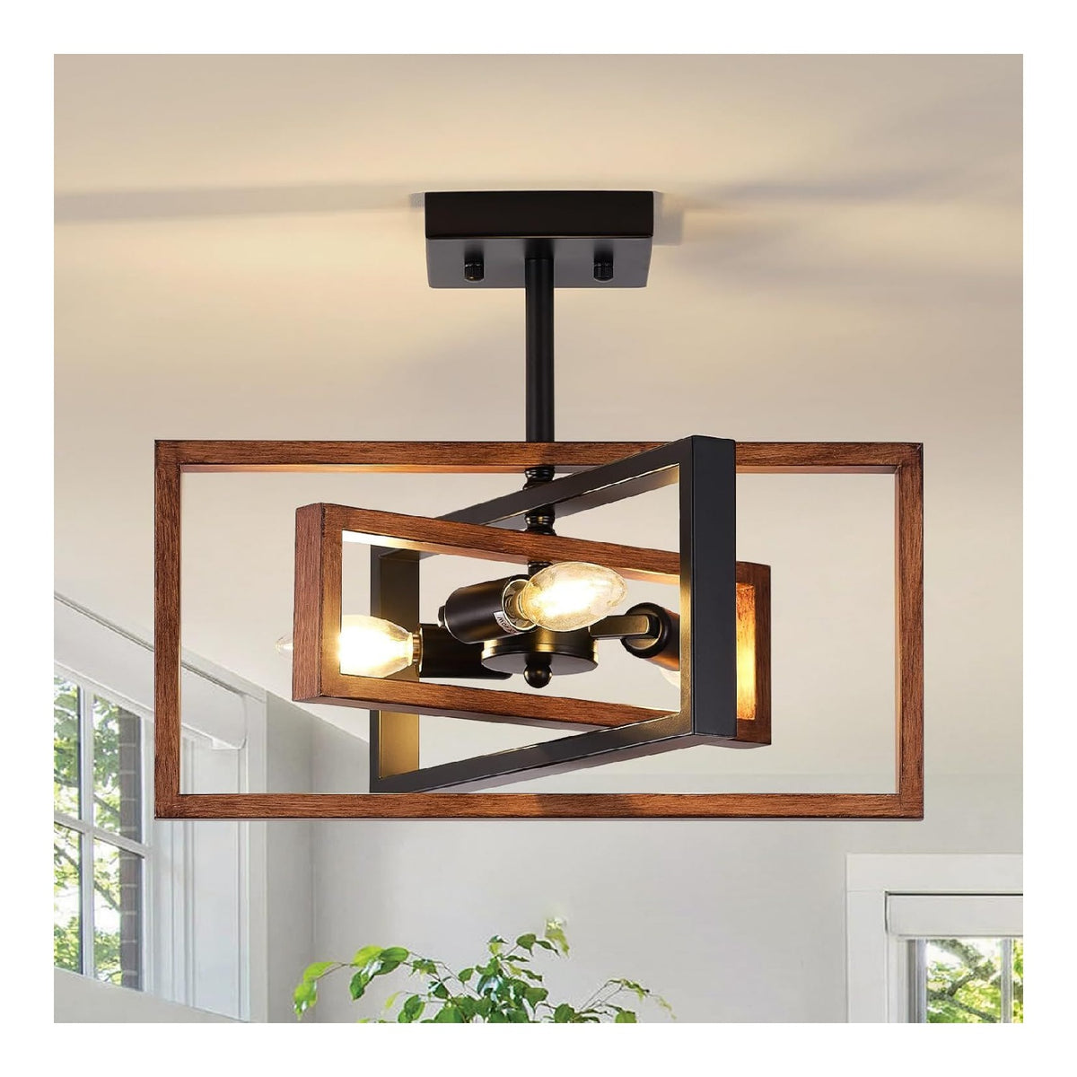 Eclairage Noir et Ambre contemporain en version lustre 40 W E14