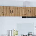 Lot de 2 meubles muraux en chene artisanal avec portes solides pour rangement de cuisine, salon ou salle a manger