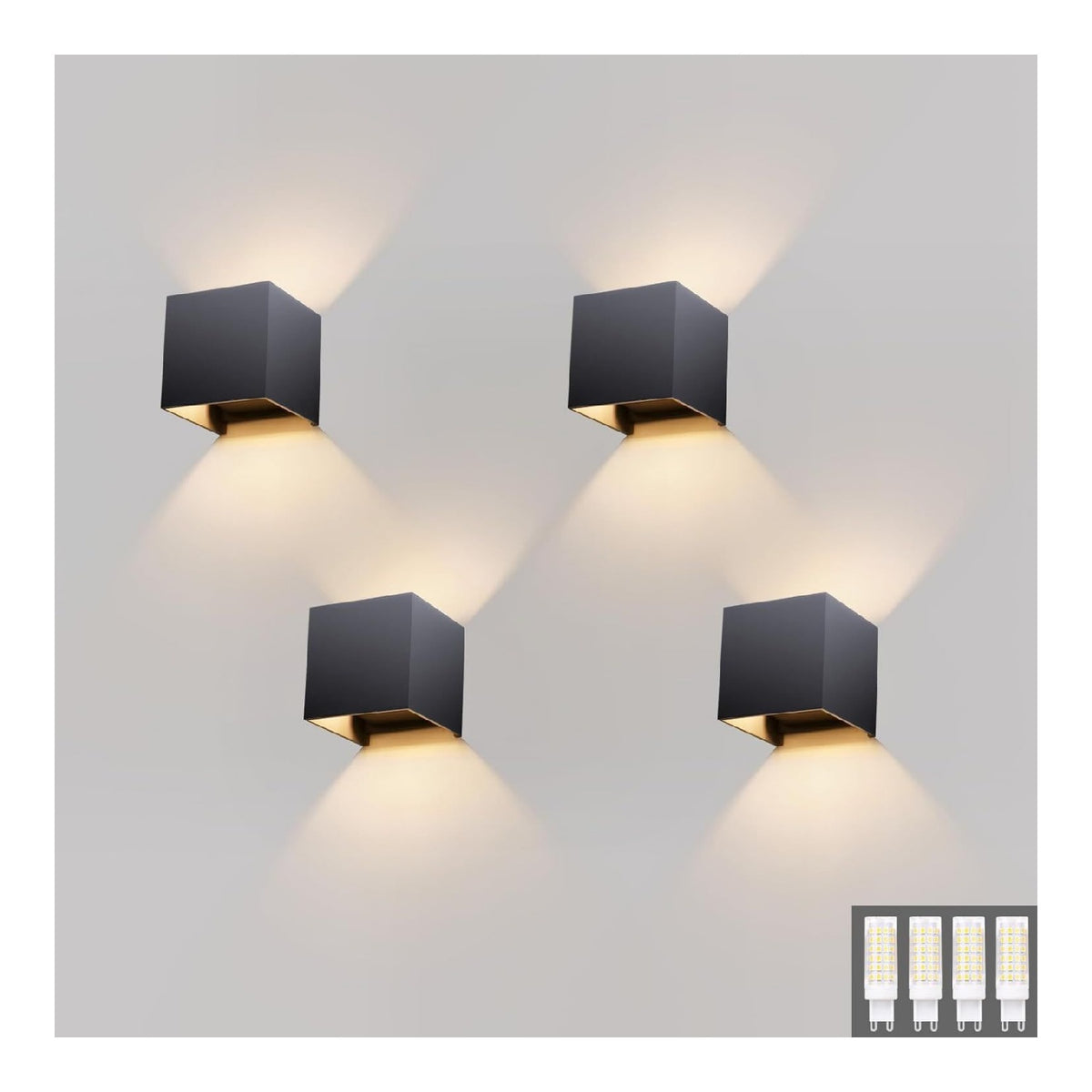 Luminaire Blanc et Ambre a silhouette graphique de type applique murale 9W IP54 3000K