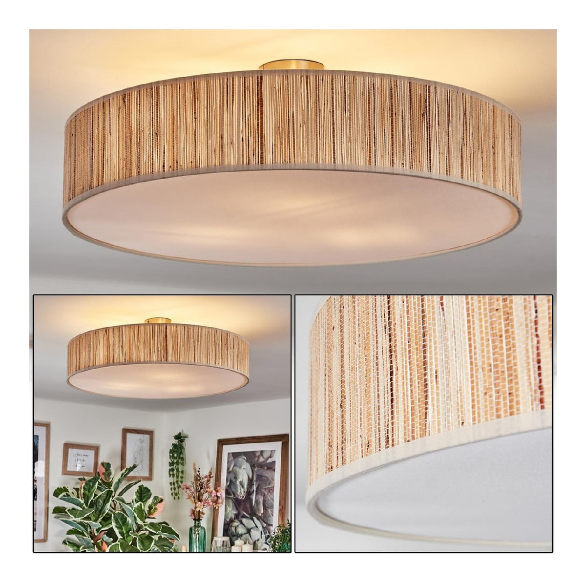 Plafonnier decoratif Blanc et Ambre avec diffusion lumineuse harmonieuse 40 W IP20 E27