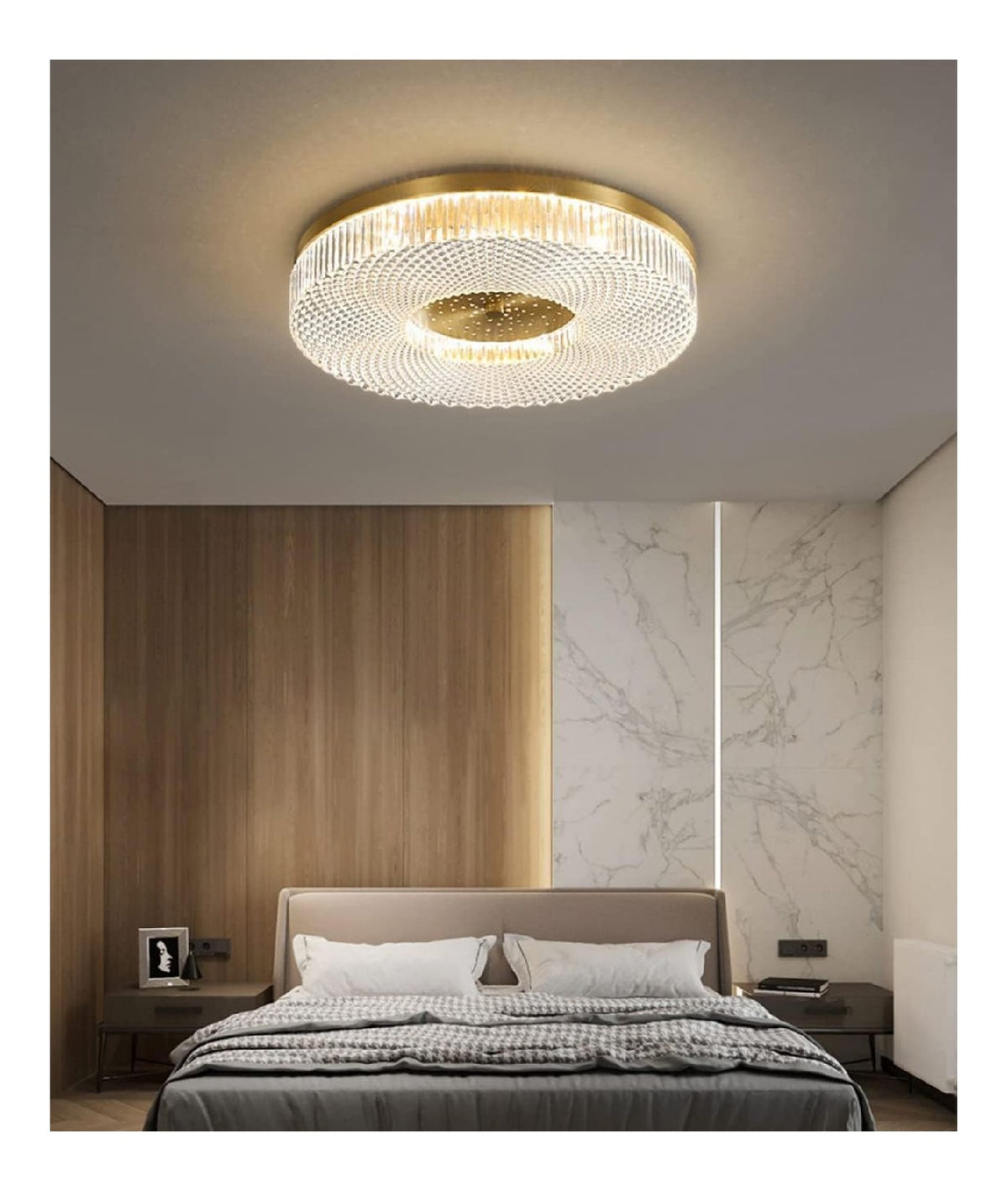 Suspension decoratif Blanc et Ambre avec diffusion lumineuse harmonieuse 80W 3000K