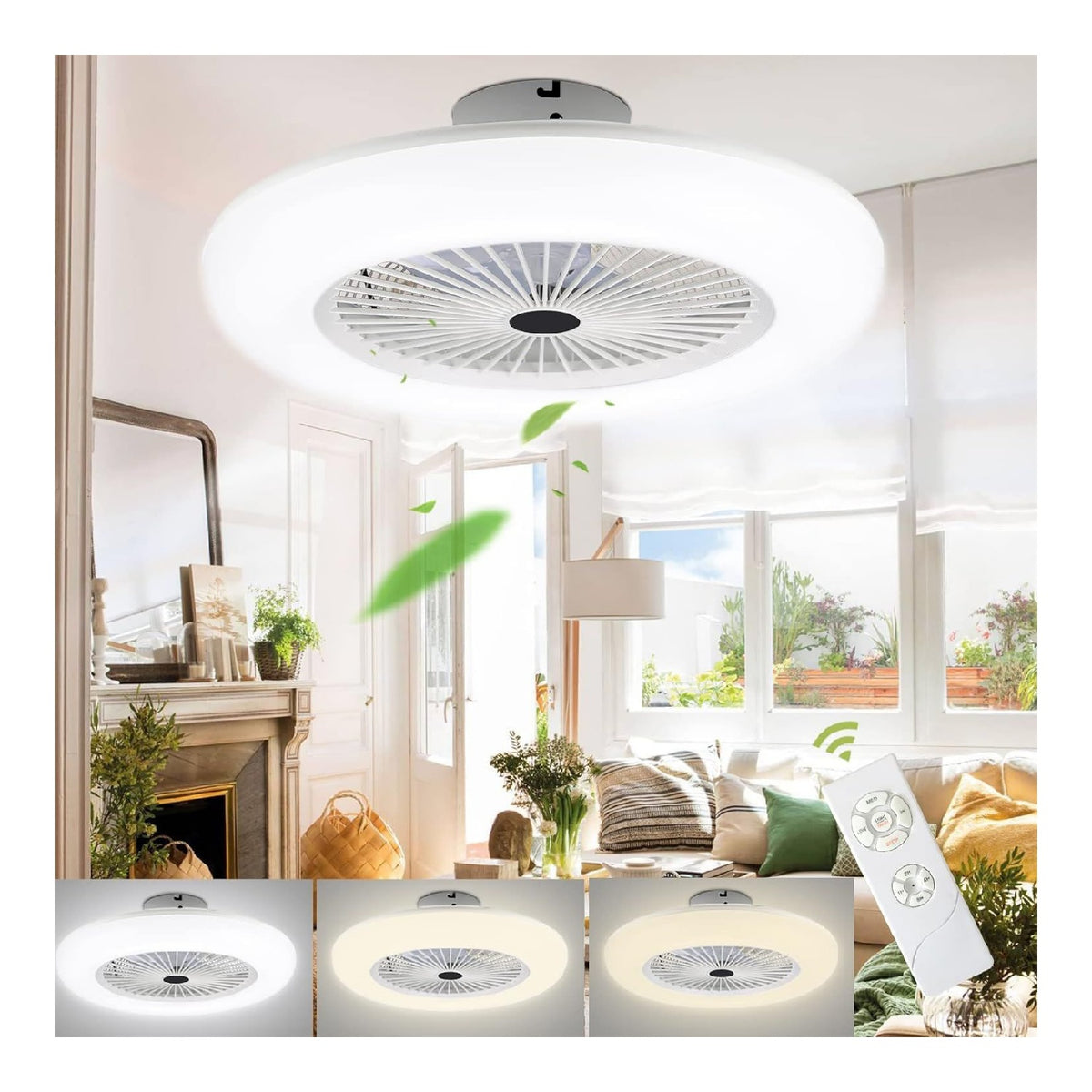 Plafonnier Blanc et Ambre aux lignes epurees avec eclairage confortable 80W 2700K