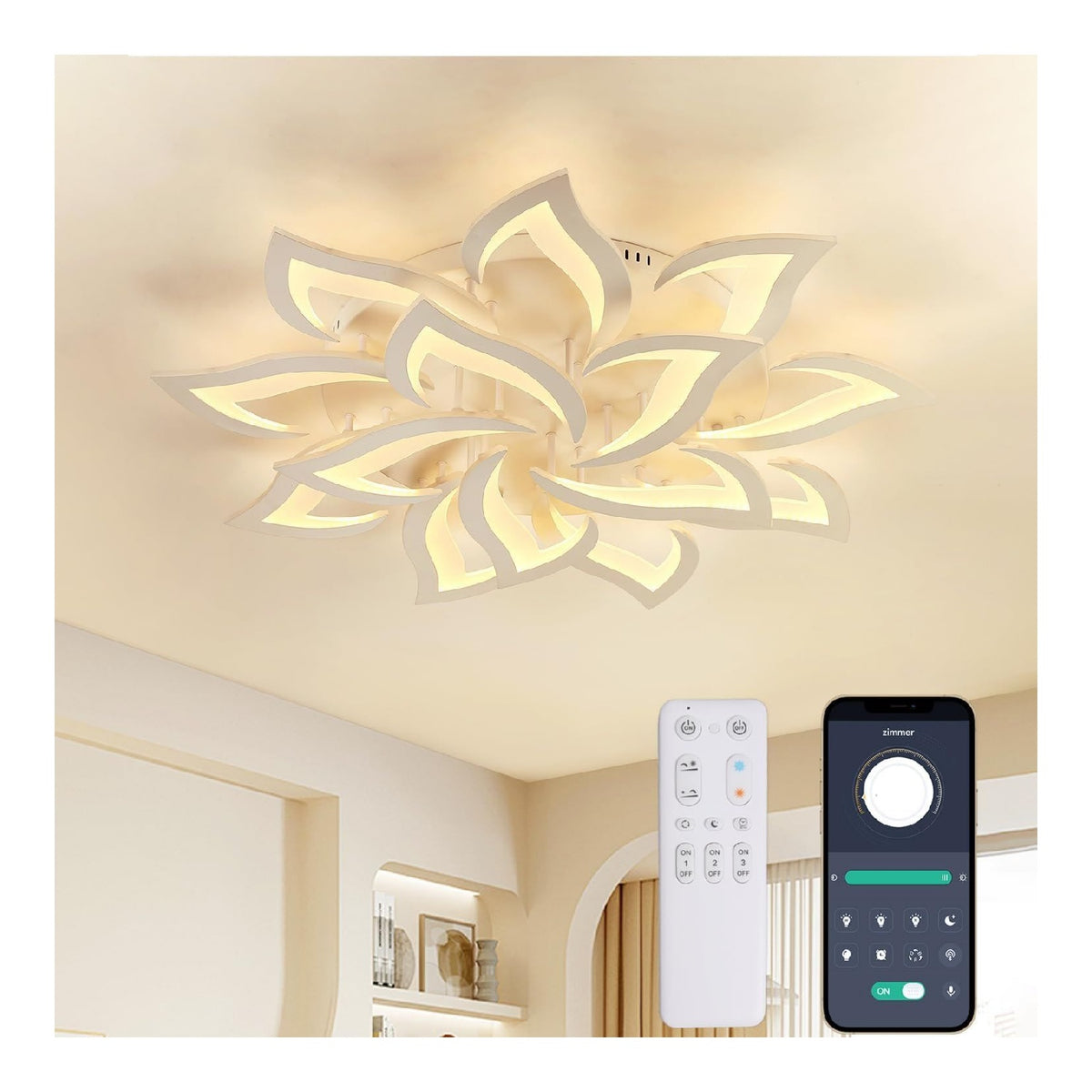 Solution lumineuse Blanc et Ambre au dessin sobre en format lustre 84W 6000K