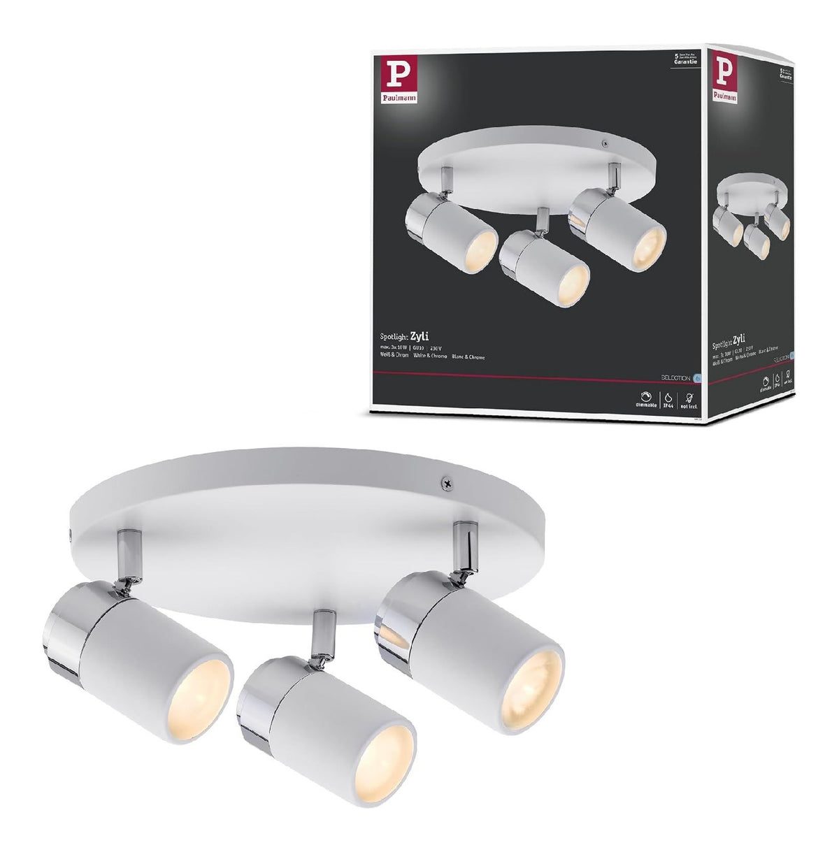 Eclairage Blanc et Rouge contemporain en version spot de plafond IP44 GU10