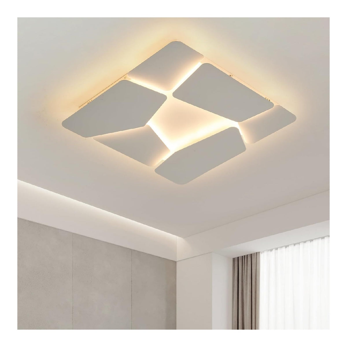 Plafonnier Blanc et Ambre a presence elegante et lumiere agreable 37W 3000K