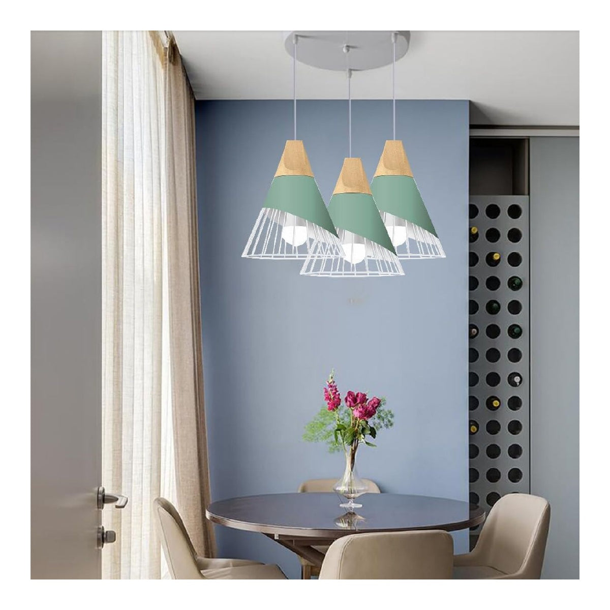 Applique murale Ambre et Vert a presence elegante et lumiere agreable 60W E27