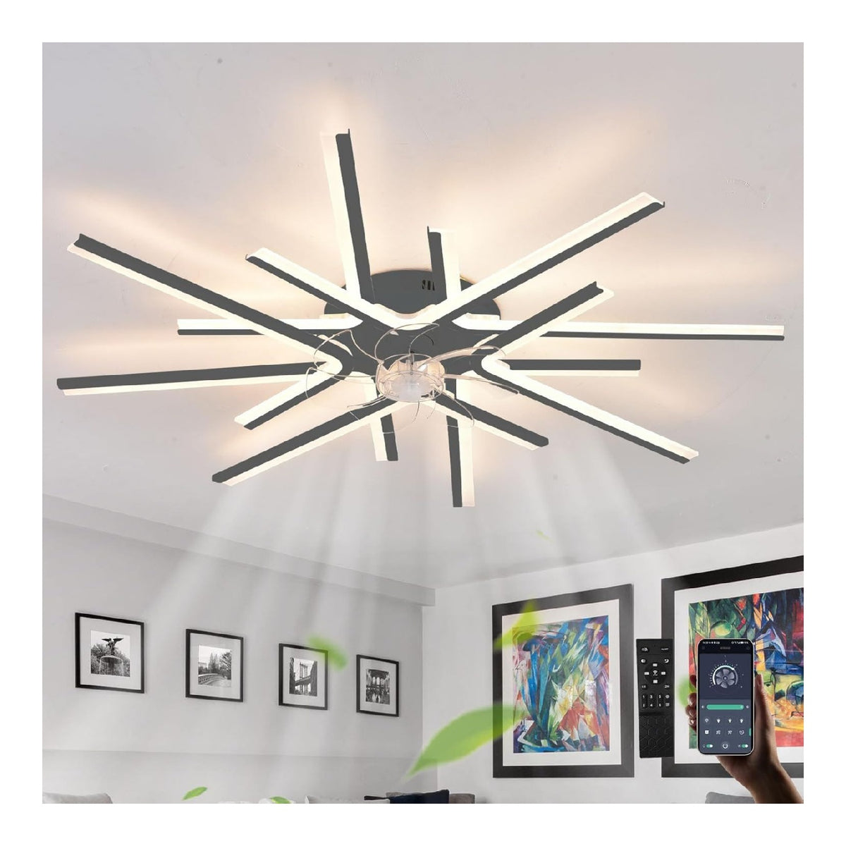 Lustre Noir et Blanc a presence elegante et lumiere agreable