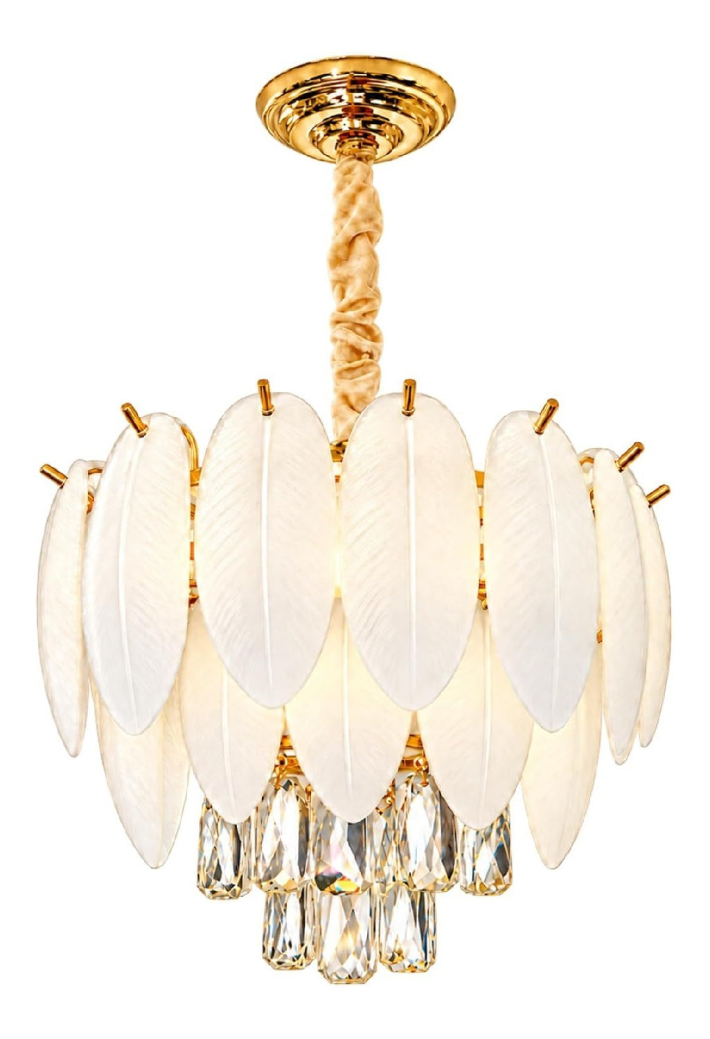 Lustre decoratif Dore et Ambre avec diffusion lumineuse harmonieuse E14