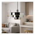 Luminaire Noir et Blanc a silhouette graphique de type suspension 40W E27