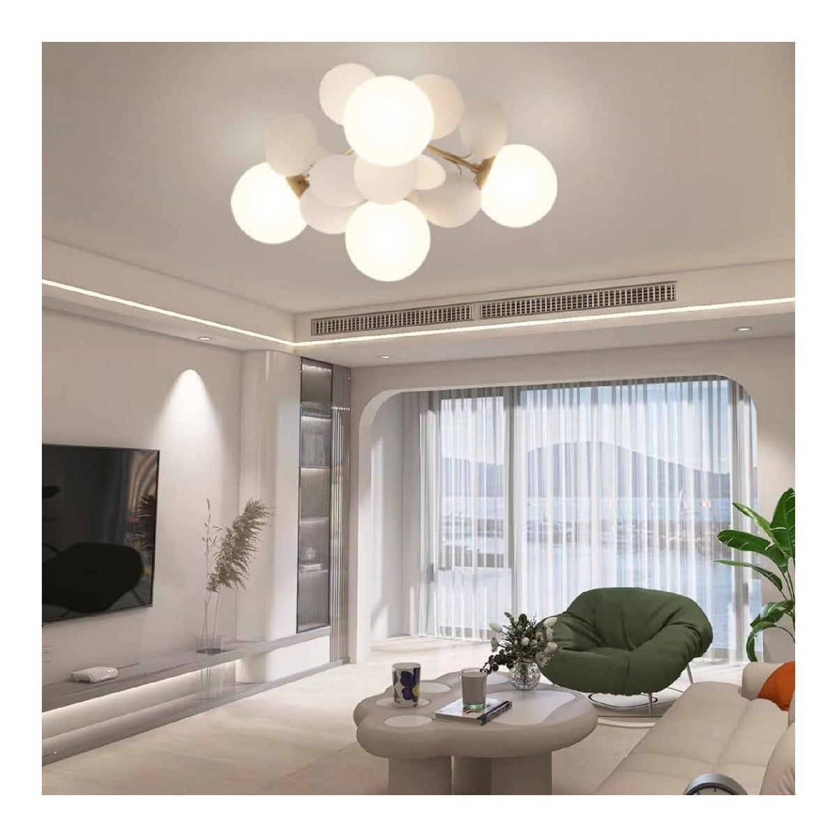 Plafonnier decoratif Blanc et Ambre avec diffusion lumineuse harmonieuse 7W