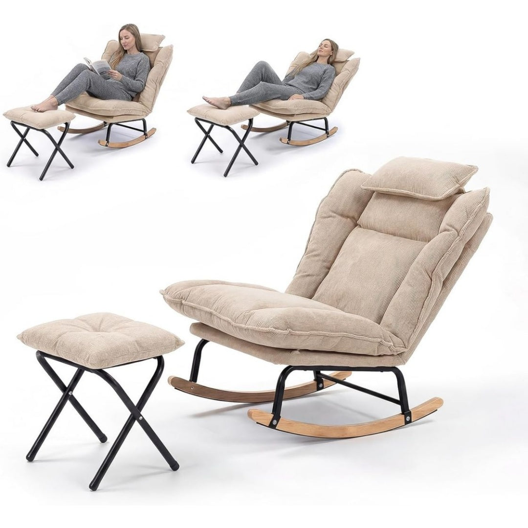 Fauteuils a bascule reglable finition bois blanc