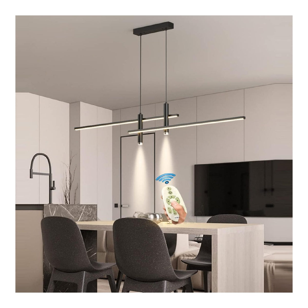 Solution lumineuse Noir et Blanc au dessin sobre en format suspension 30 W 6000 K