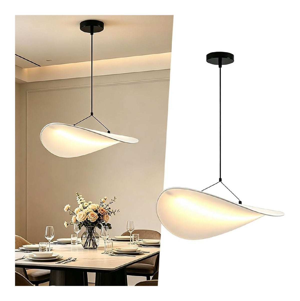 Suspension Noir et Blanc au style moderne avec conception fonctionnelle 3000K