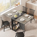 Table pliante compacte avec roulettes, niche et etageres de rangement pour petits espaces cuisine