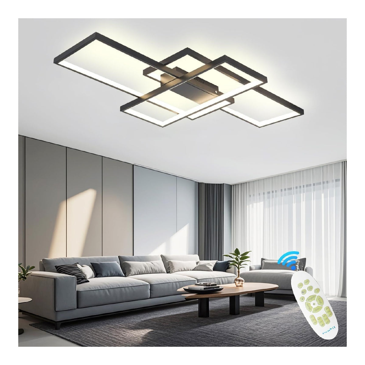 Solution lumineuse Noir et Blanc au dessin sobre en format plafonnier 65W 3000K