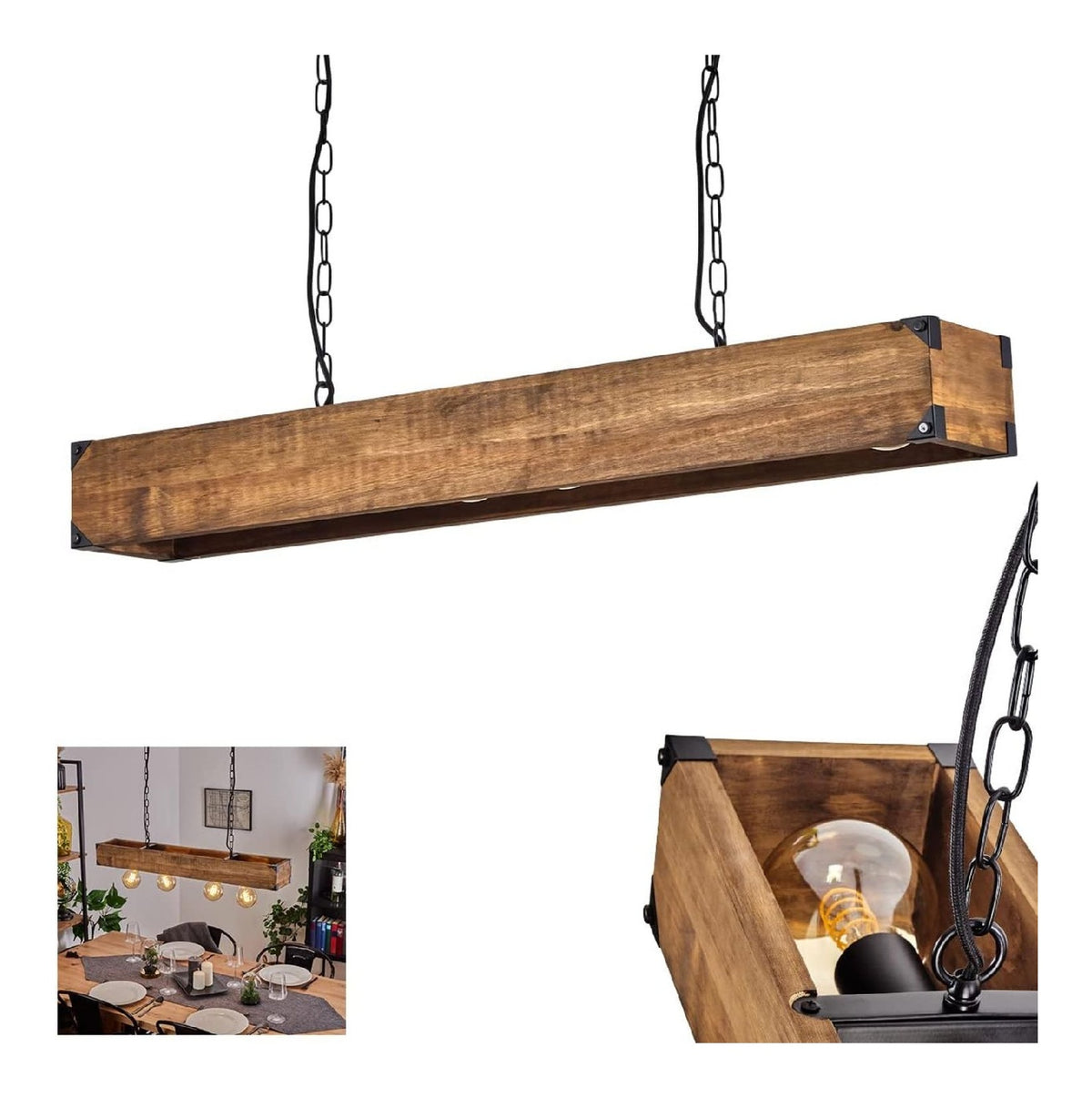 Suspension Noir et Ambre a presence elegante et lumiere agreable IP20 E27