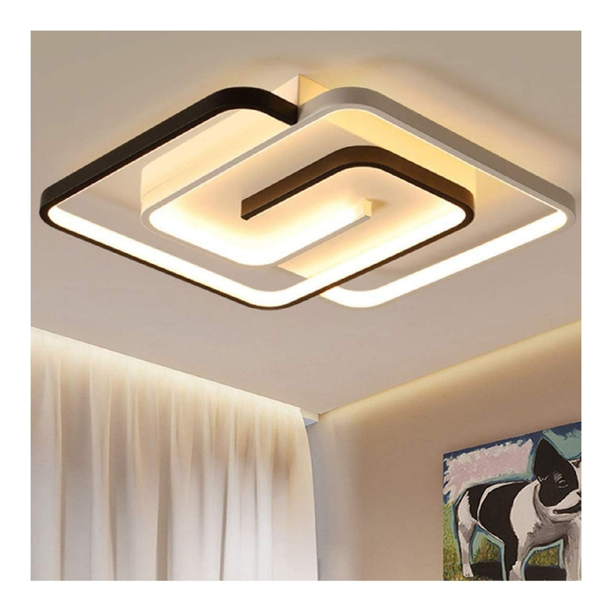 Solution lumineuse Noir et Blanc au dessin sobre en format lustre 72W