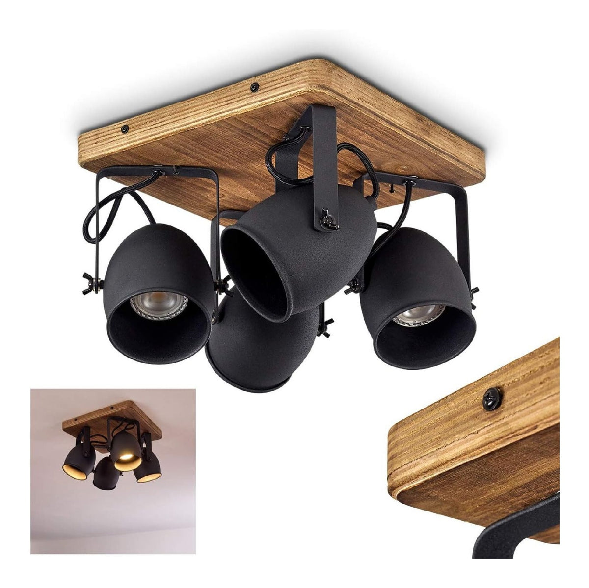Luminaire Noir et Ambre a silhouette graphique de type spot de plafond IP20 GU10 DH-7910