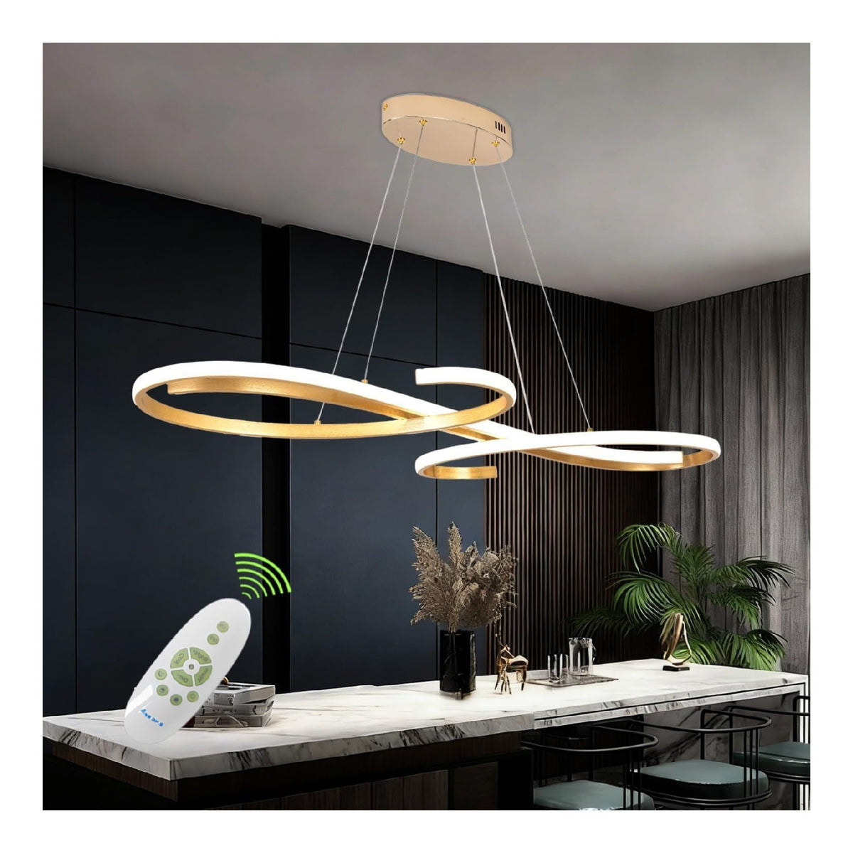 Eclairage Blanc et Dore contemporain en version suspension 45 W 3000 K