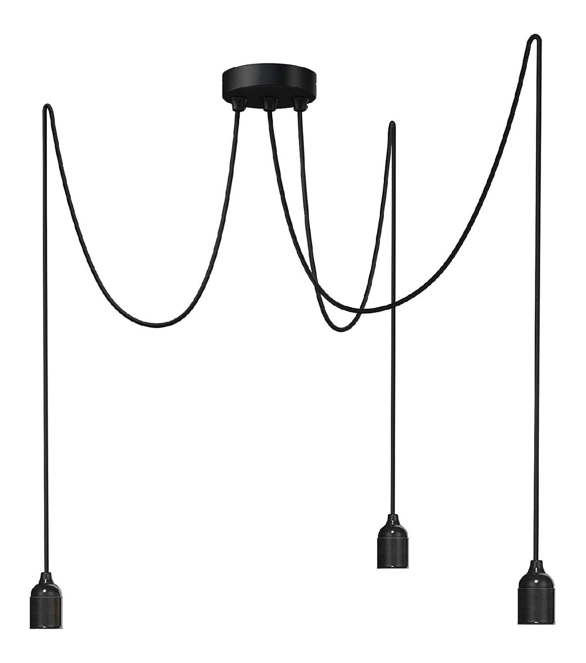 Suspension Noir a presence elegante et lumiere agreable E27
