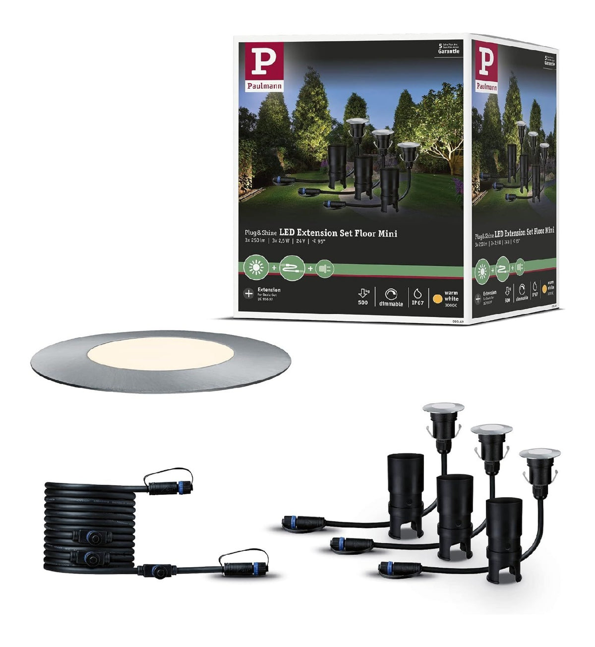 Luminaire decoratif Blanc et Argente avec diffusion lumineuse harmonieuse 5W IP67 3000K