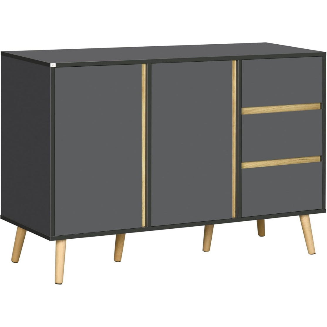 Buffet bas anthracite 120 x 40 x 80 cm, meuble sobre et fonctionnel pour salon ou salle a manger