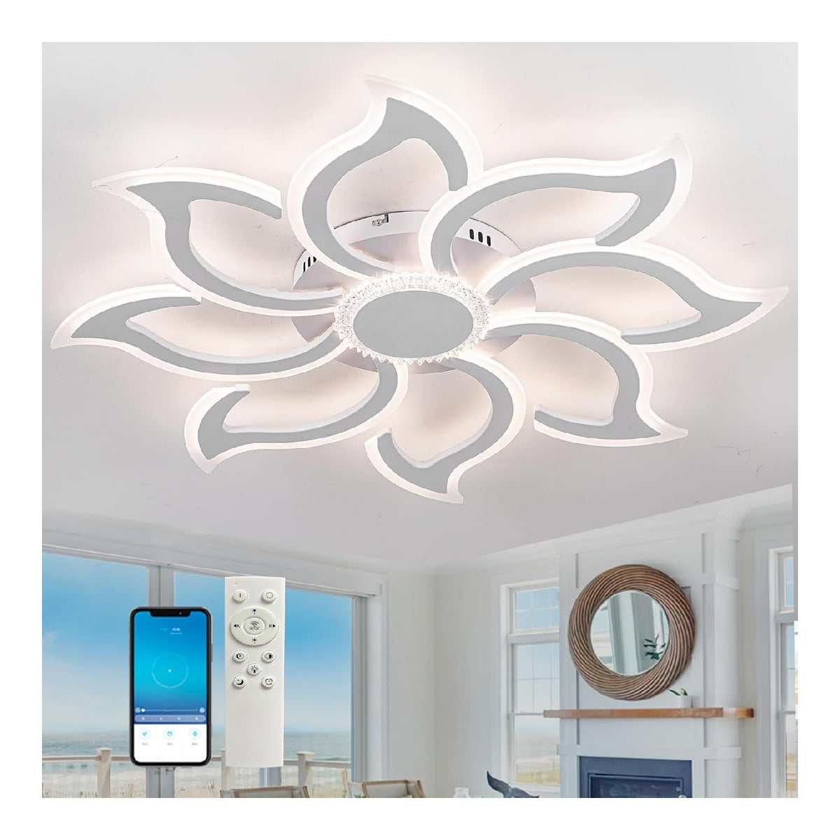 Suspension decoratif Blanc et Ambre avec diffusion lumineuse harmonieuse SB-1427