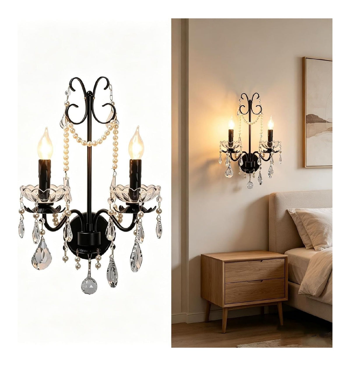 Luminaire Noir et Ambre a silhouette graphique de type applique murale Y7-8419