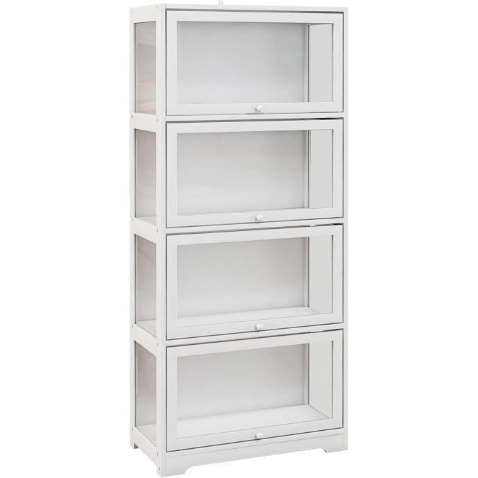 Presentoir blanc a 4 etages 59 x 30 x 139 cm pour collections, objets decoratifs et accessoires
