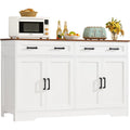 Grand meuble cuisine blanc 140 cm avec quatre portes, deux tiroirs et etagere ajustable