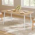 Table de repas style ferme moderne pour 4 a 6 personnes avec plateau resistant a la chaleur, finition chene dore et blanc, 75 x 140 x 75 cm