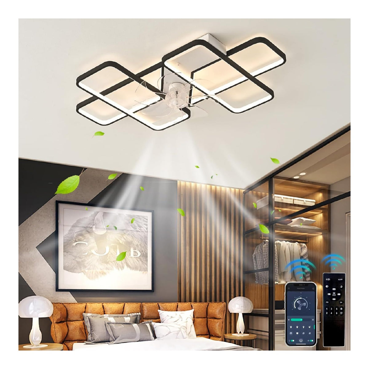 Lustre Noir et Blanc au style moderne avec conception fonctionnelle 70W