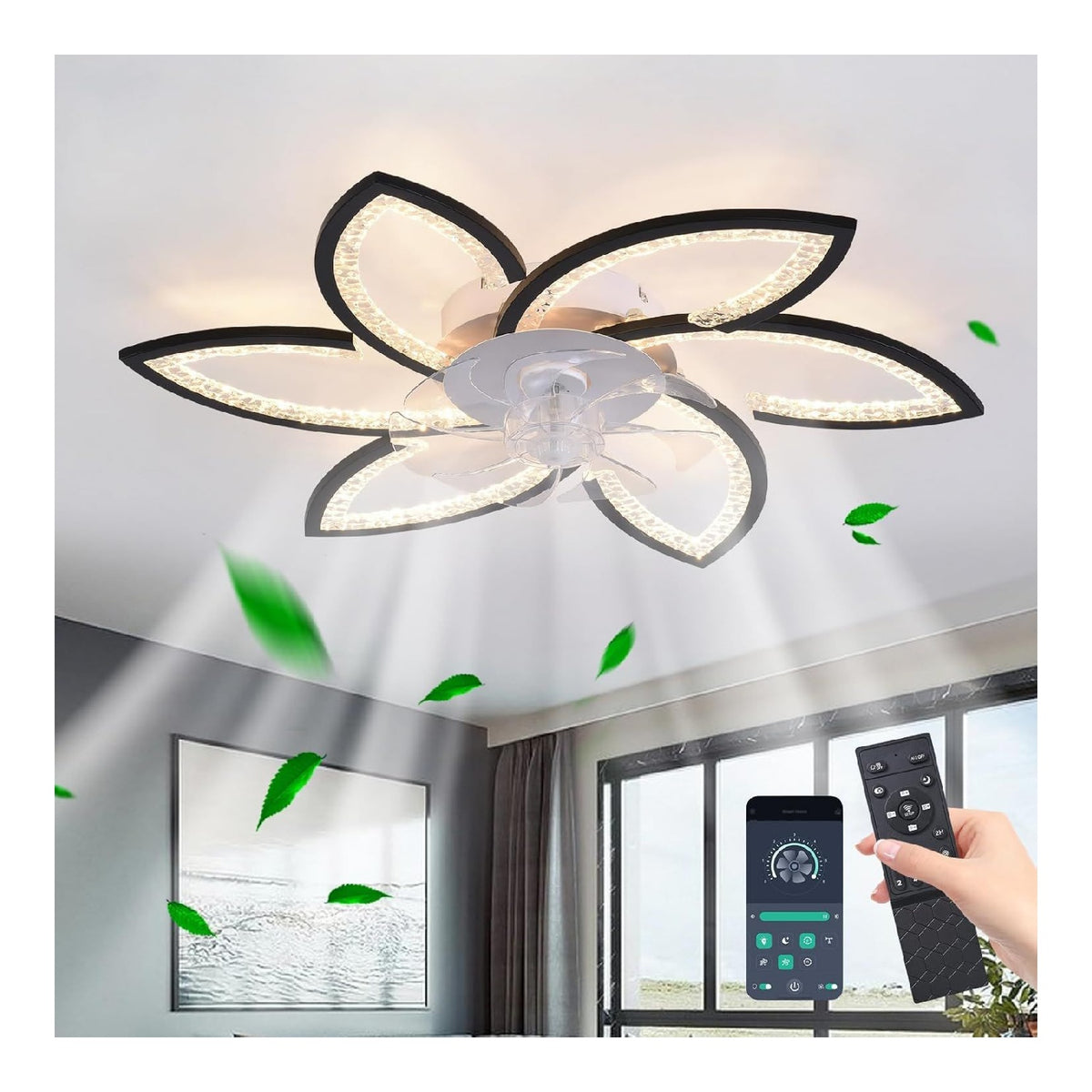 Luminaire Noir et Ambre aux lignes epurees avec eclairage confortable 66 W