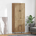 Ensemble de deux colonnes vitrees en chene artisanal avec structure en bois composite, mobilier de rangement moderne pour espaces repas et sejour