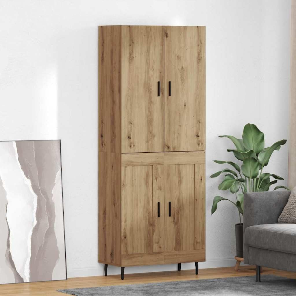 Ensemble de deux colonnes vitrees en chene artisanal avec structure en bois composite, mobilier de rangement moderne pour espaces repas et sejour