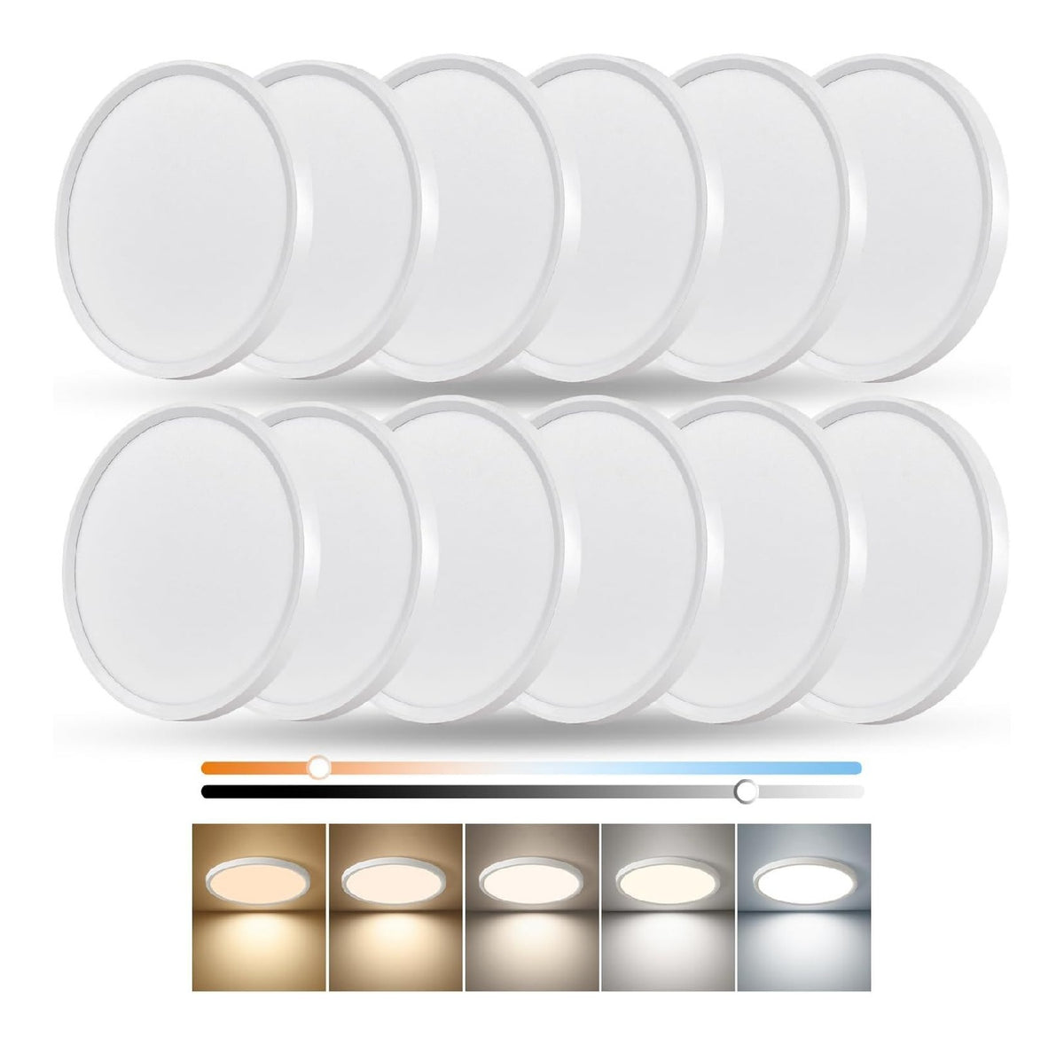 Plafonnier Blanc et Ambre aux lignes epurees avec eclairage confortable 24 W IP42 2700 K