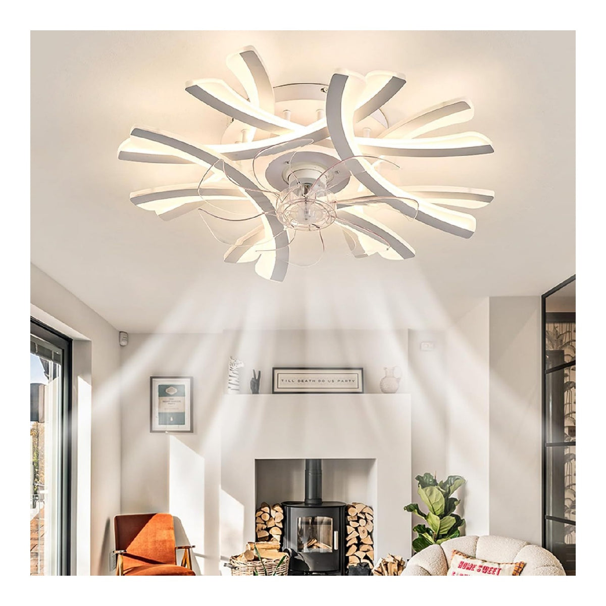 Lustre decoratif Blanc et Ambre avec diffusion lumineuse harmonieuse 8M-1706