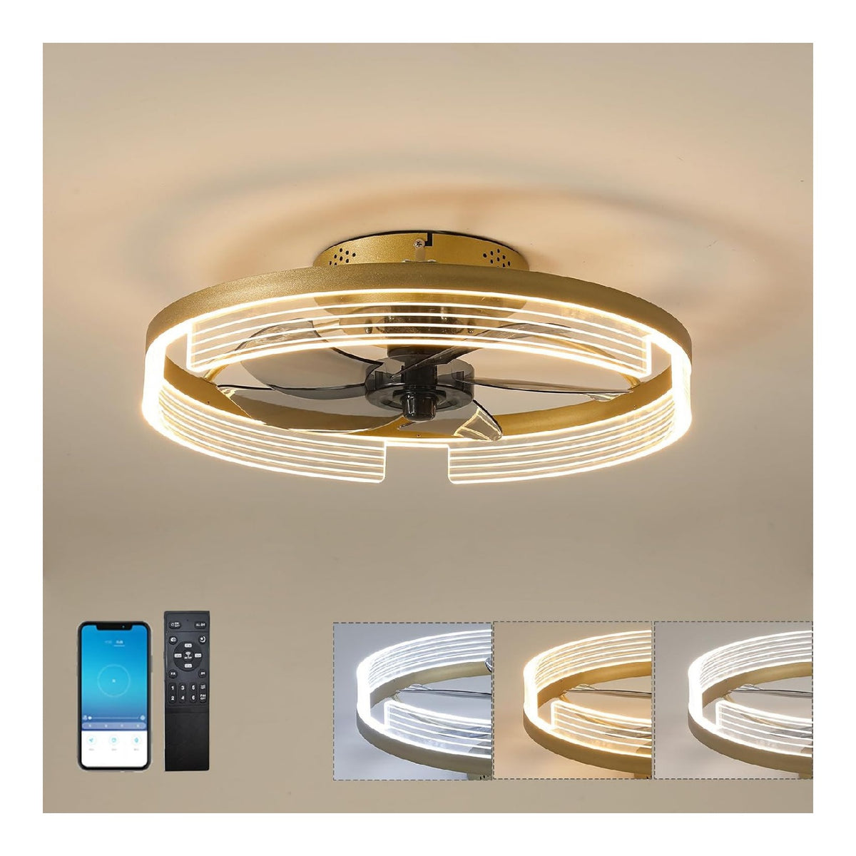 Eclairage Blanc et Dore contemporain en version plafonnier 20W