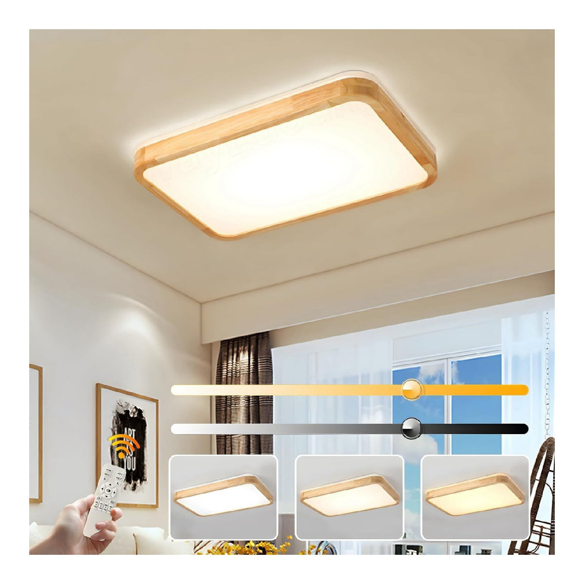 Plafonnier Ambre et Marron a presence elegante et lumiere agreable 38W 6000K