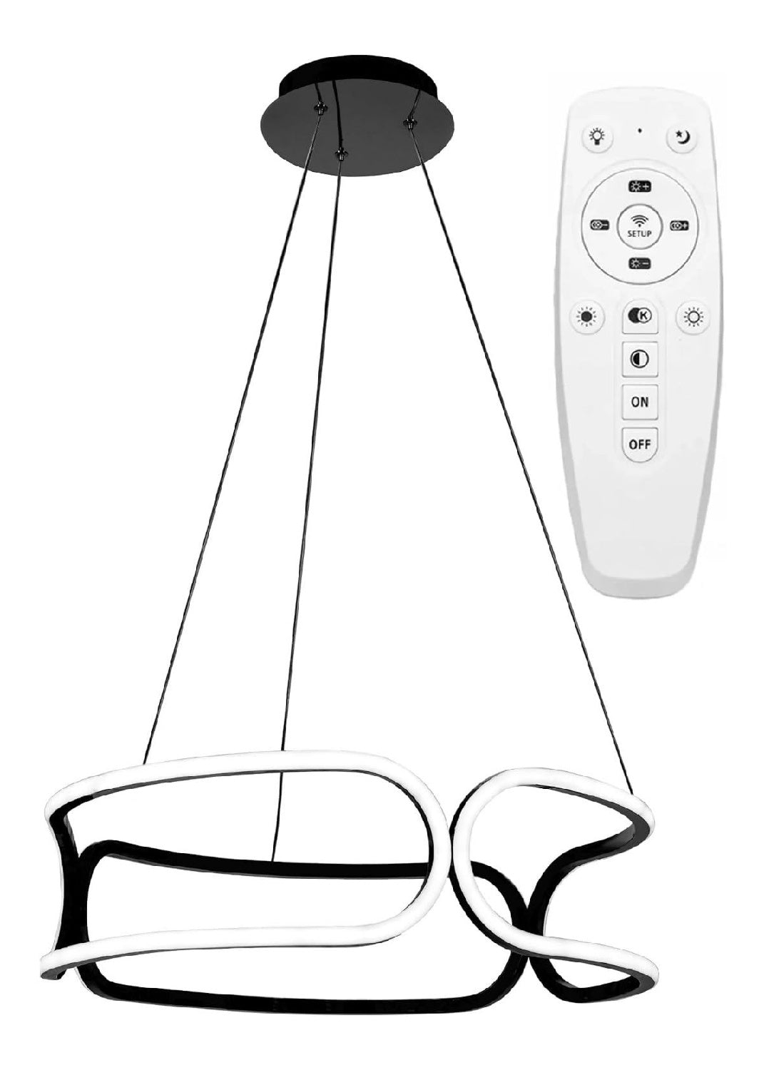 Luminaire Noir et Blanc a silhouette graphique de type suspension 6P-5666