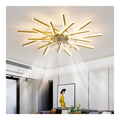 Lustre Blanc et Dore aux lignes epurees avec eclairage confortable