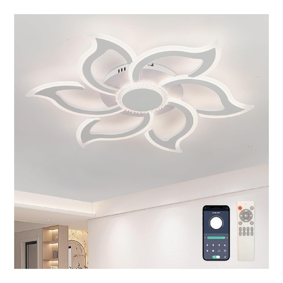 Lustre Noir et Blanc aux lignes epurees avec eclairage confortable 54W 3000K
