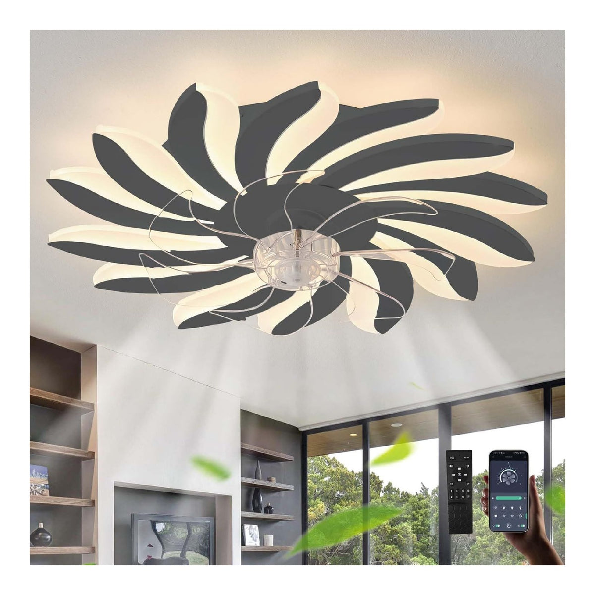 Lustre Noir et Blanc a presence elegante et lumiere agreable 4R-1760