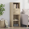 Buffet haut chene Sonoma 40 x 42,5 x 124 cm en bois composite avec rangement fonctionnel pour salon ou salle a manger