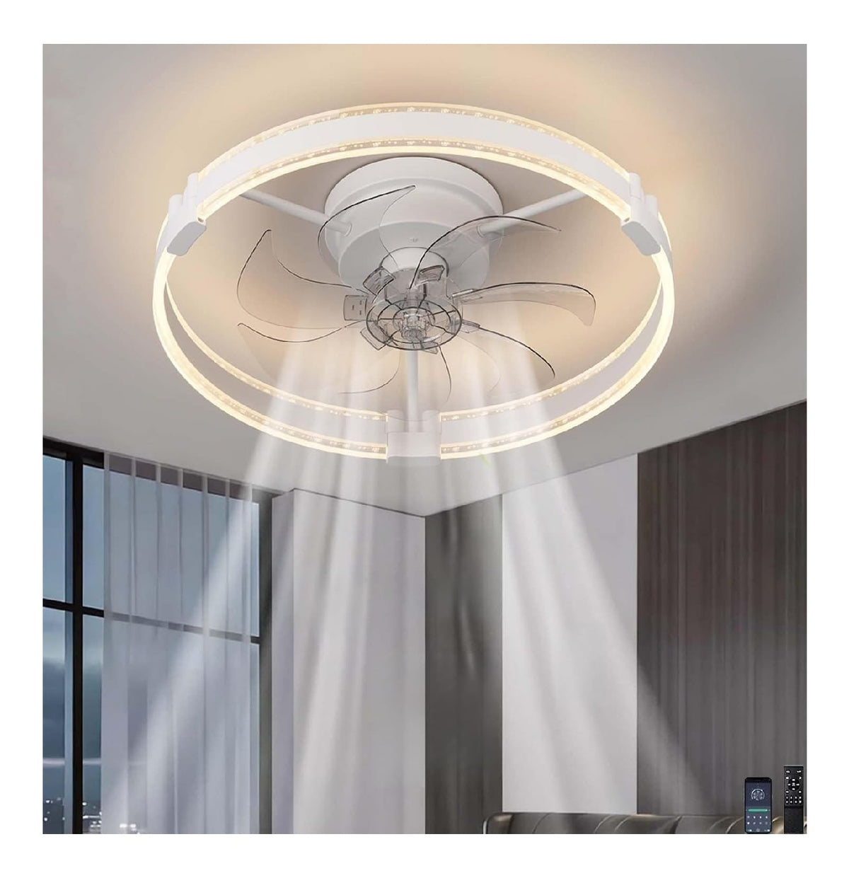 Solution lumineuse Blanc et Ambre au dessin sobre en format lustre HC-1596